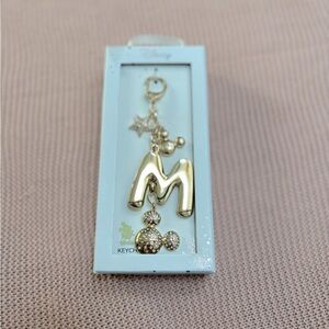 Disney Gold 'M' Keychain with Mickey Charm